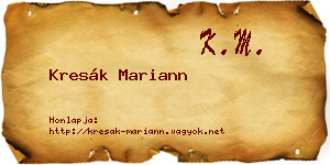 Kresák Mariann névjegykártya