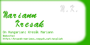 mariann kresak business card